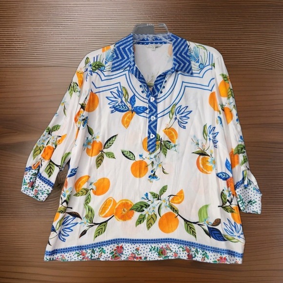 John Mark Tops - NWT John Mark Women PM Tunic Top Boho Art To Wear Colorful Festival Resort Beach